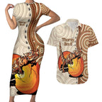 Thorny Devil Australia Couples Matching Short Sleeve Bodycon Dress and Hawaiian Shirt Baby Moloch Horridus With Ants - Aboriginal Art