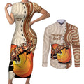 Thorny Devil Australia Couples Matching Short Sleeve Bodycon Dress and Long Sleeve Button Shirt Baby Moloch Horridus With Ants - Aboriginal Art