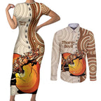 Thorny Devil Australia Couples Matching Short Sleeve Bodycon Dress and Long Sleeve Button Shirt Baby Moloch Horridus With Ants - Aboriginal Art
