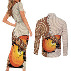 Thorny Devil Australia Couples Matching Short Sleeve Bodycon Dress and Long Sleeve Button Shirt Baby Moloch Horridus With Ants - Aboriginal Art
