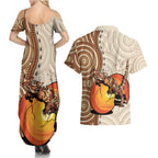 Thorny Devil Australia Couples Matching Summer Maxi Dress and Hawaiian Shirt Baby Moloch Horridus With Ants - Aboriginal Art