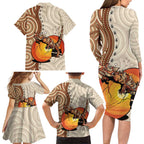 Thorny Devil Australia Family Matching Long Sleeve Bodycon Dress and Hawaiian Shirt Baby Moloch Horridus With Ants - Aboriginal Art