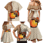 Thorny Devil Australia Family Matching Mermaid Dress and Hawaiian Shirt Baby Moloch Horridus With Ants - Aboriginal Art