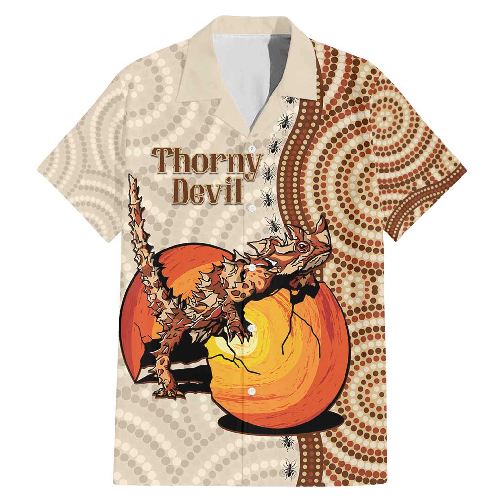 Thorny Devil Australia Family Matching Mermaid Dress and Hawaiian Shirt Baby Moloch Horridus With Ants - Aboriginal Art