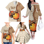Thorny Devil Australia Family Matching Off The Shoulder Long Sleeve Dress and Hawaiian Shirt Baby Moloch Horridus With Ants - Aboriginal Art