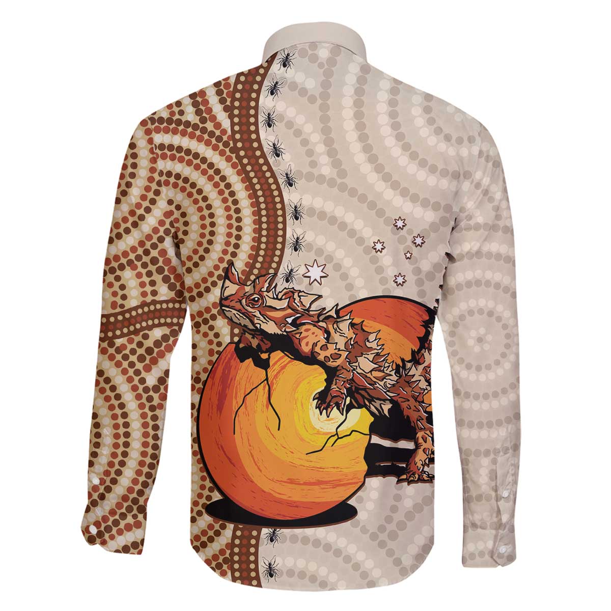 Thorny Devil Australia Family Matching Off The Shoulder Long Sleeve Dress and Hawaiian Shirt Baby Moloch Horridus With Ants - Aboriginal Art