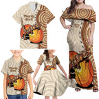 Thorny Devil Australia Family Matching Off Shoulder Maxi Dress and Hawaiian Shirt Baby Moloch Horridus With Ants - Aboriginal Art