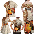 Thorny Devil Australia Family Matching Off Shoulder Maxi Dress and Hawaiian Shirt Baby Moloch Horridus With Ants - Aboriginal Art