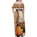 Thorny Devil Australia Family Matching Off Shoulder Maxi Dress and Hawaiian Shirt Baby Moloch Horridus With Ants - Aboriginal Art