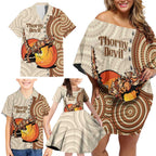 Thorny Devil Australia Family Matching Off Shoulder Short Dress and Hawaiian Shirt Baby Moloch Horridus With Ants - Aboriginal Art