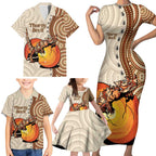Thorny Devil Australia Family Matching Short Sleeve Bodycon Dress and Hawaiian Shirt Baby Moloch Horridus With Ants - Aboriginal Art