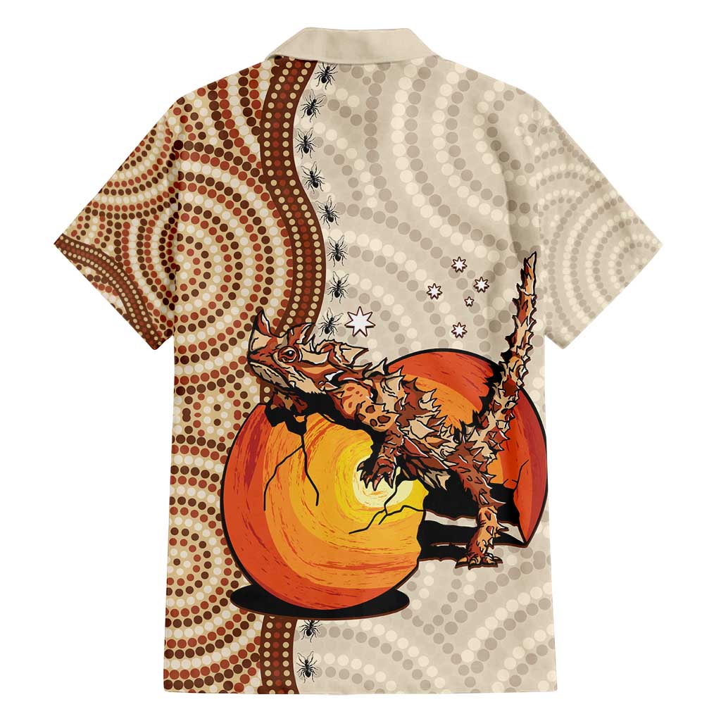 Thorny Devil Australia Family Matching Summer Maxi Dress and Hawaiian Shirt Baby Moloch Horridus With Ants - Aboriginal Art