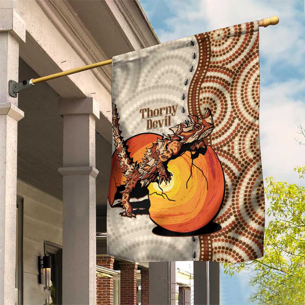 Thorny Devil Australia Garden Flag Baby Moloch Horridus With Ants - Aboriginal Art
