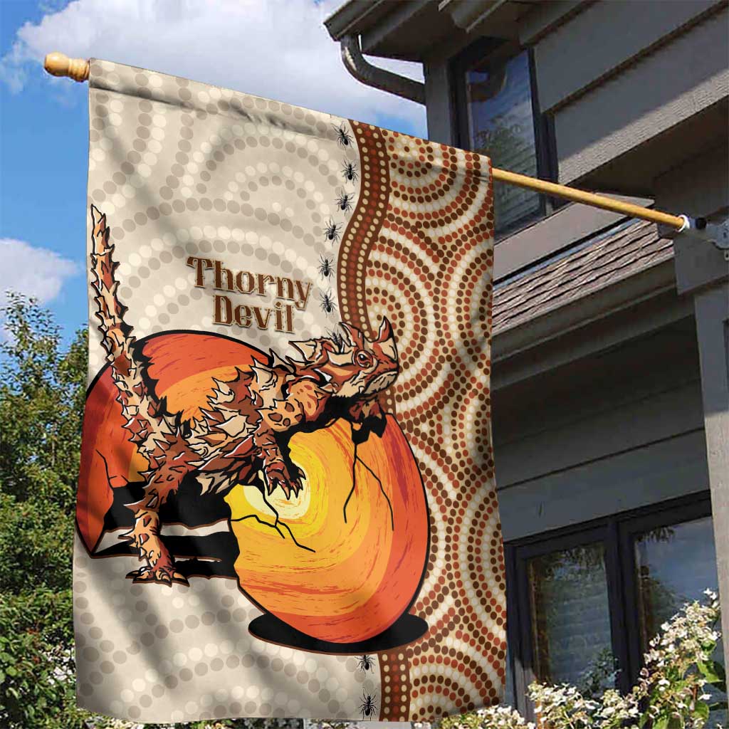 Thorny Devil Australia Garden Flag Baby Moloch Horridus With Ants - Aboriginal Art
