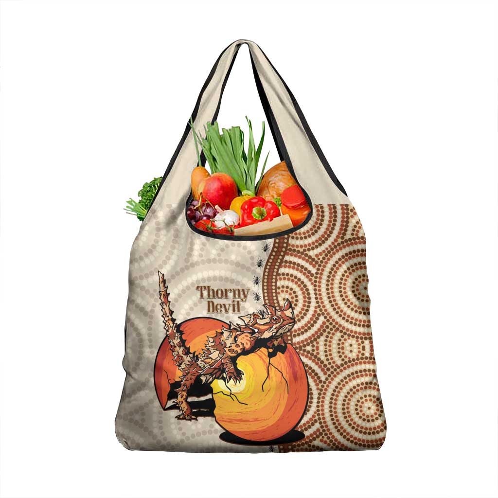 Thorny Devil Australia Grocery Bag Baby Moloch Horridus With Ants - Aboriginal Art
