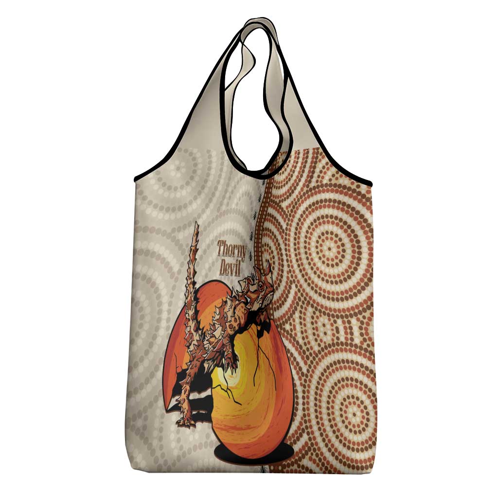 Thorny Devil Australia Grocery Bag Baby Moloch Horridus With Ants - Aboriginal Art