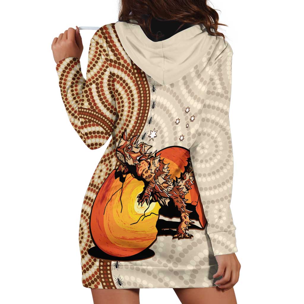 Thorny Devil Australia Hoodie Dress Baby Moloch Horridus With Ants - Aboriginal Art