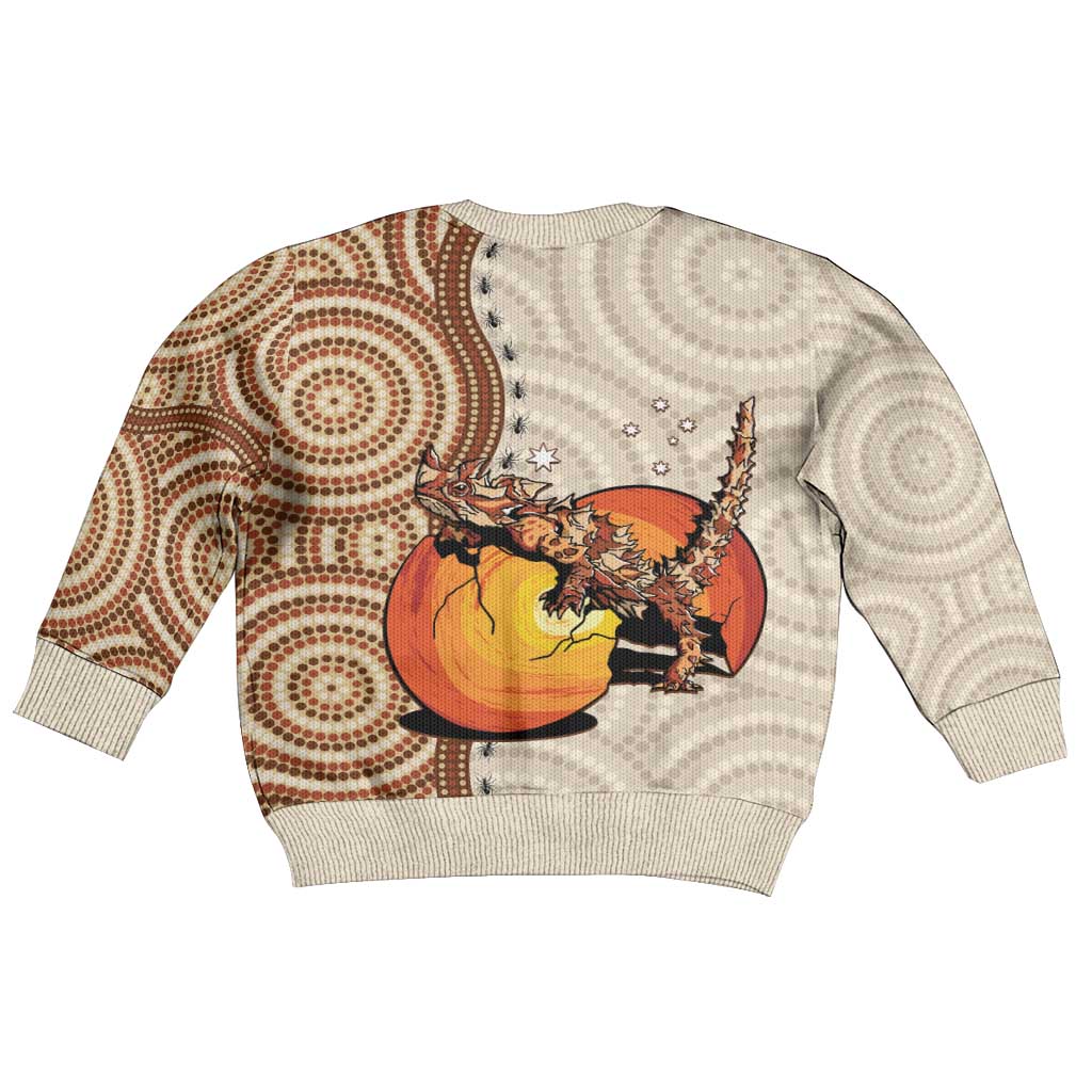 Thorny Devil Australia Kid Ugly Christmas Sweater Baby Moloch Horridus With Ants - Aboriginal Art
