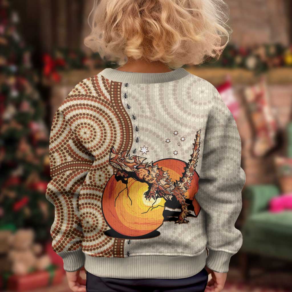 Thorny Devil Australia Kid Ugly Christmas Sweater Baby Moloch Horridus With Ants - Aboriginal Art