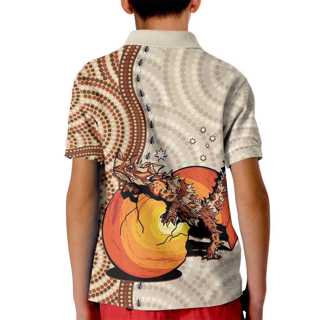 Thorny Devil Australia Kid Polo Shirt Baby Moloch Horridus With Ants - Aboriginal Art