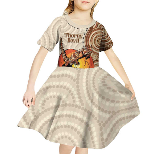 Thorny Devil Australia Kid Short Sleeve Dress Baby Moloch Horridus With Ants - Aboriginal Art
