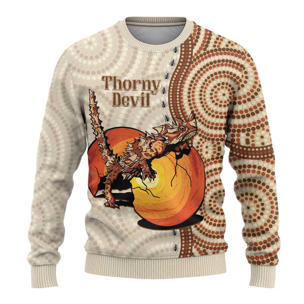 Thorny Devil Australia Ugly Christmas Sweater Baby Moloch Horridus With Ants - Aboriginal Art
