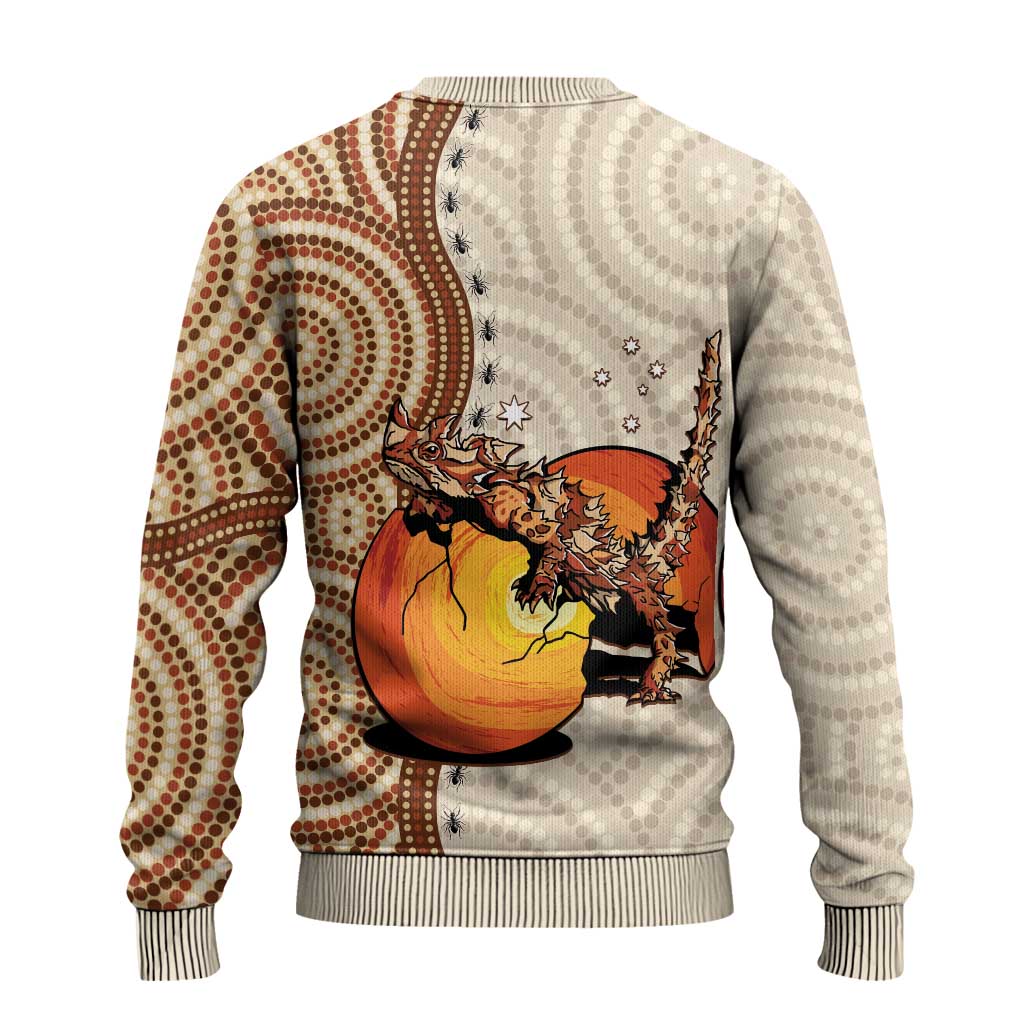 Thorny Devil Australia Ugly Christmas Sweater Baby Moloch Horridus With Ants - Aboriginal Art