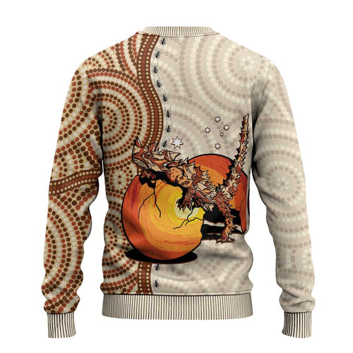 Thorny Devil Australia Ugly Christmas Sweater Baby Moloch Horridus With Ants - Aboriginal Art