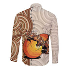 Thorny Devil Australia Long Sleeve Button Shirt Baby Moloch Horridus With Ants - Aboriginal Art