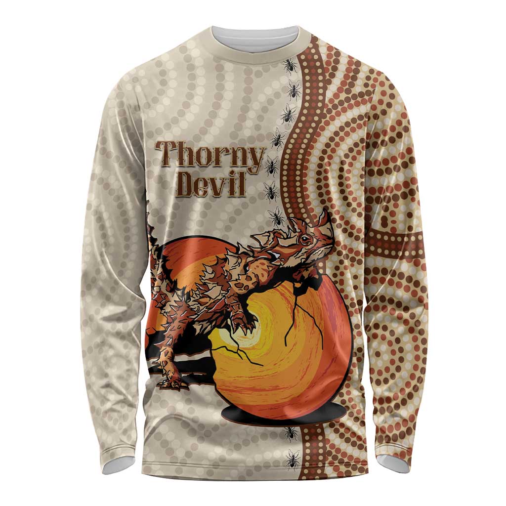 Thorny Devil Australia Long Sleeve Shirt Baby Moloch Horridus With Ants - Aboriginal Art