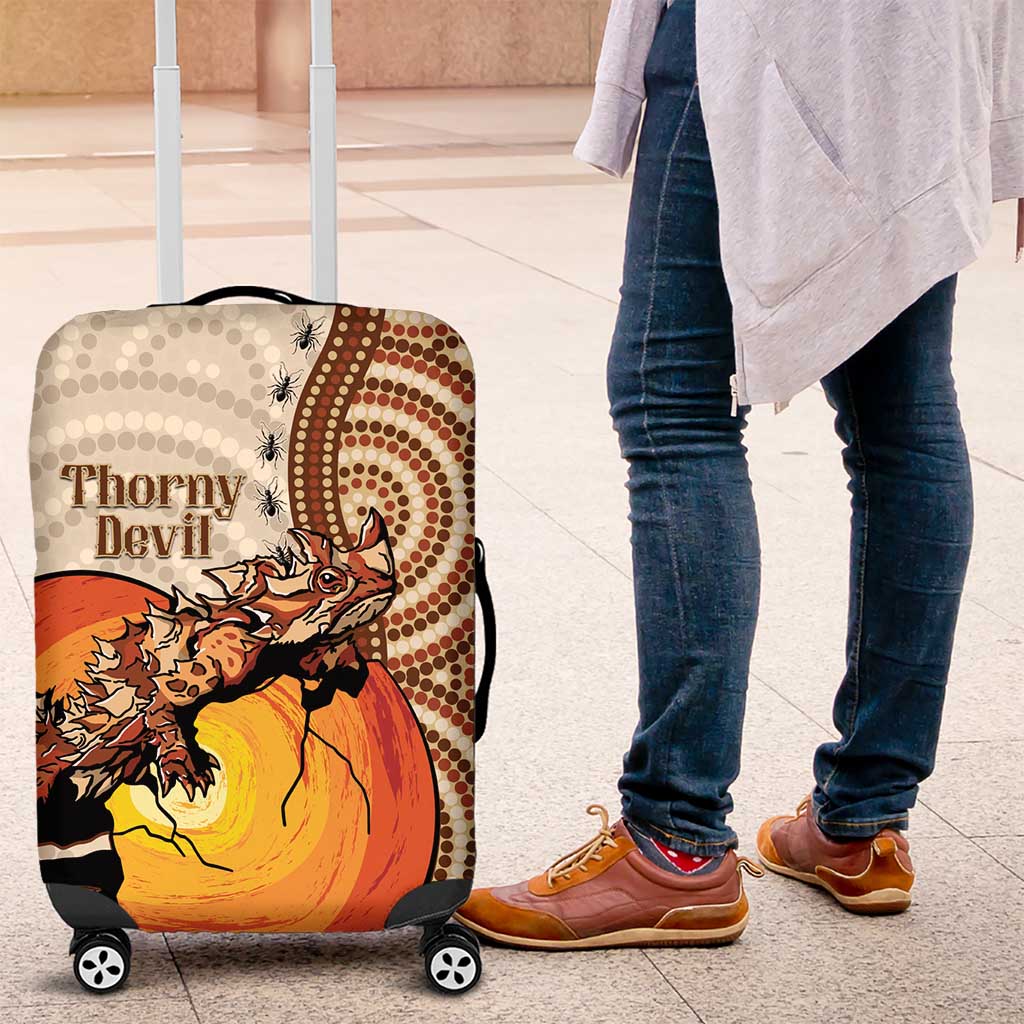 Thorny Devil Australia Luggage Cover Baby Moloch Horridus With Ants - Aboriginal Art