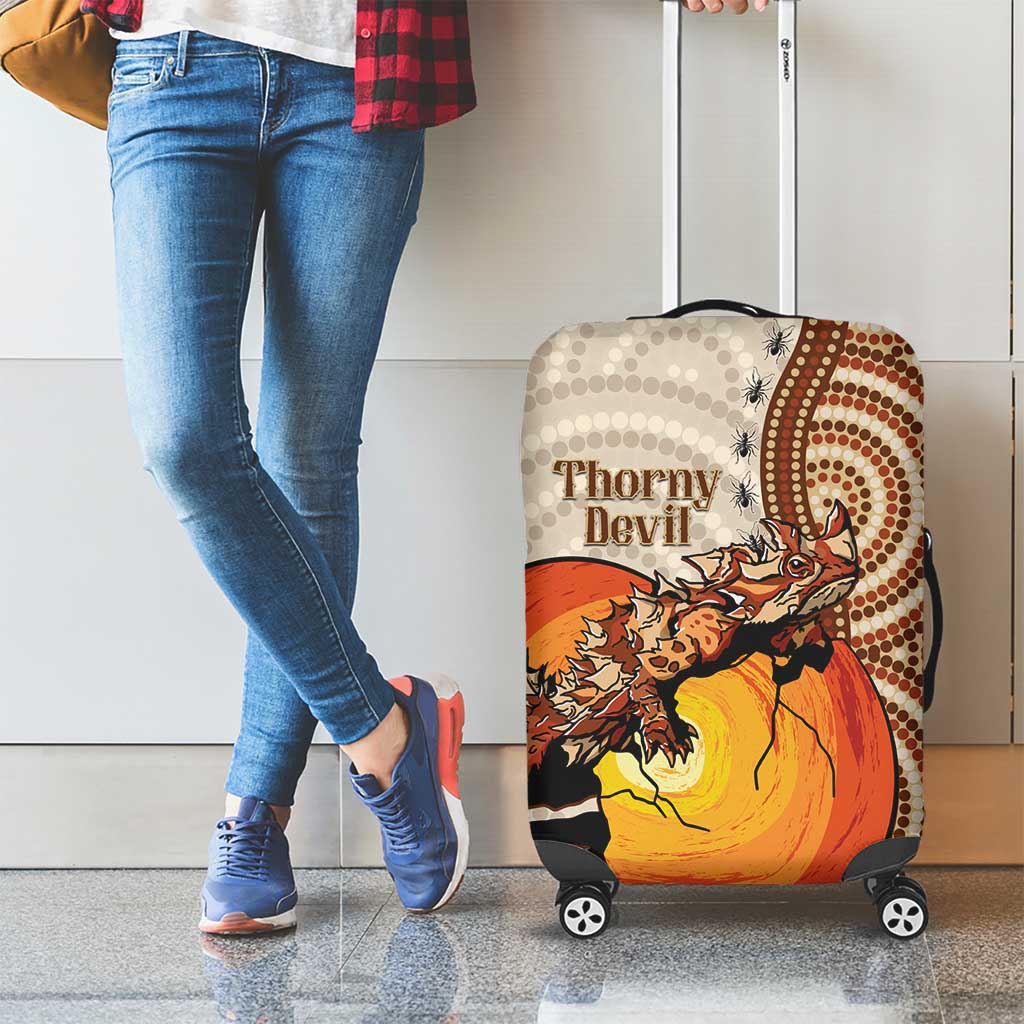 Thorny Devil Australia Luggage Cover Baby Moloch Horridus With Ants - Aboriginal Art