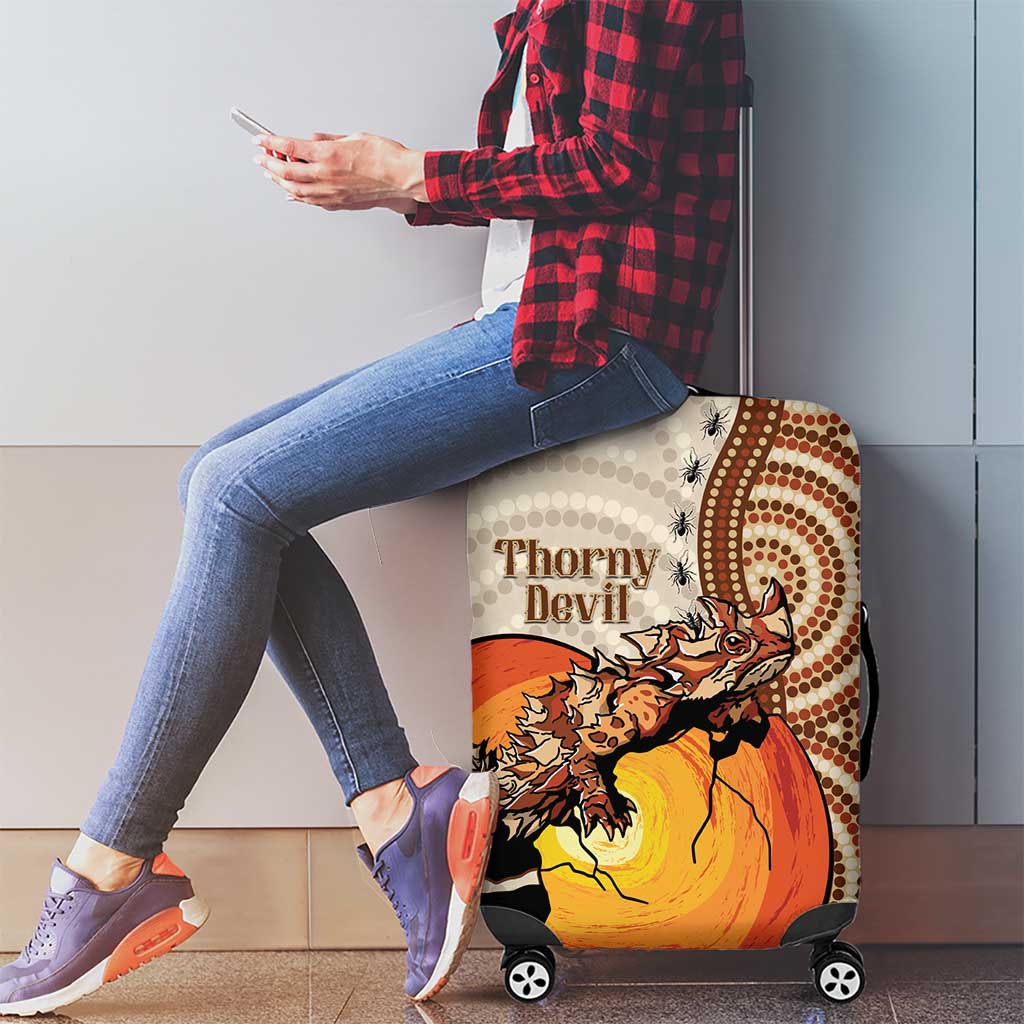 Thorny Devil Australia Luggage Cover Baby Moloch Horridus With Ants - Aboriginal Art