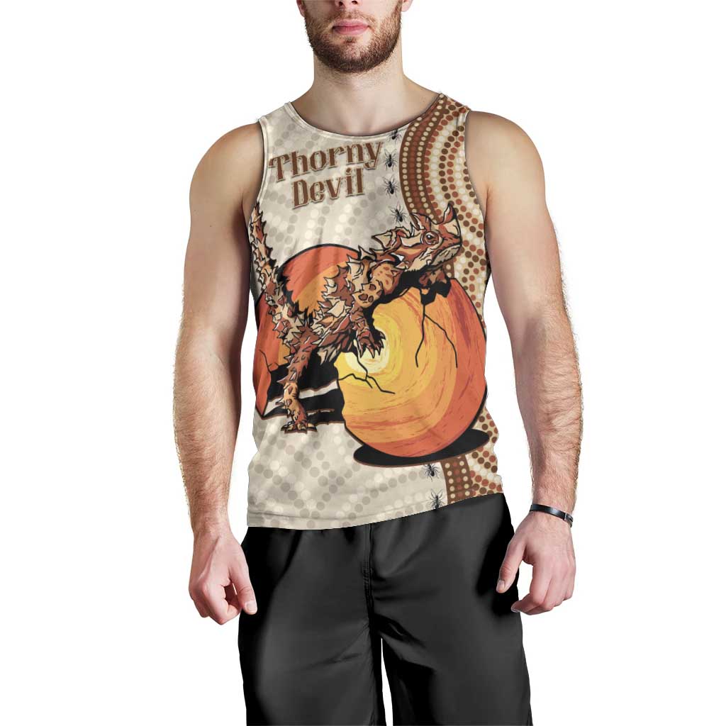 Thorny Devil Australia Men Tank Top Baby Moloch Horridus With Ants - Aboriginal Art