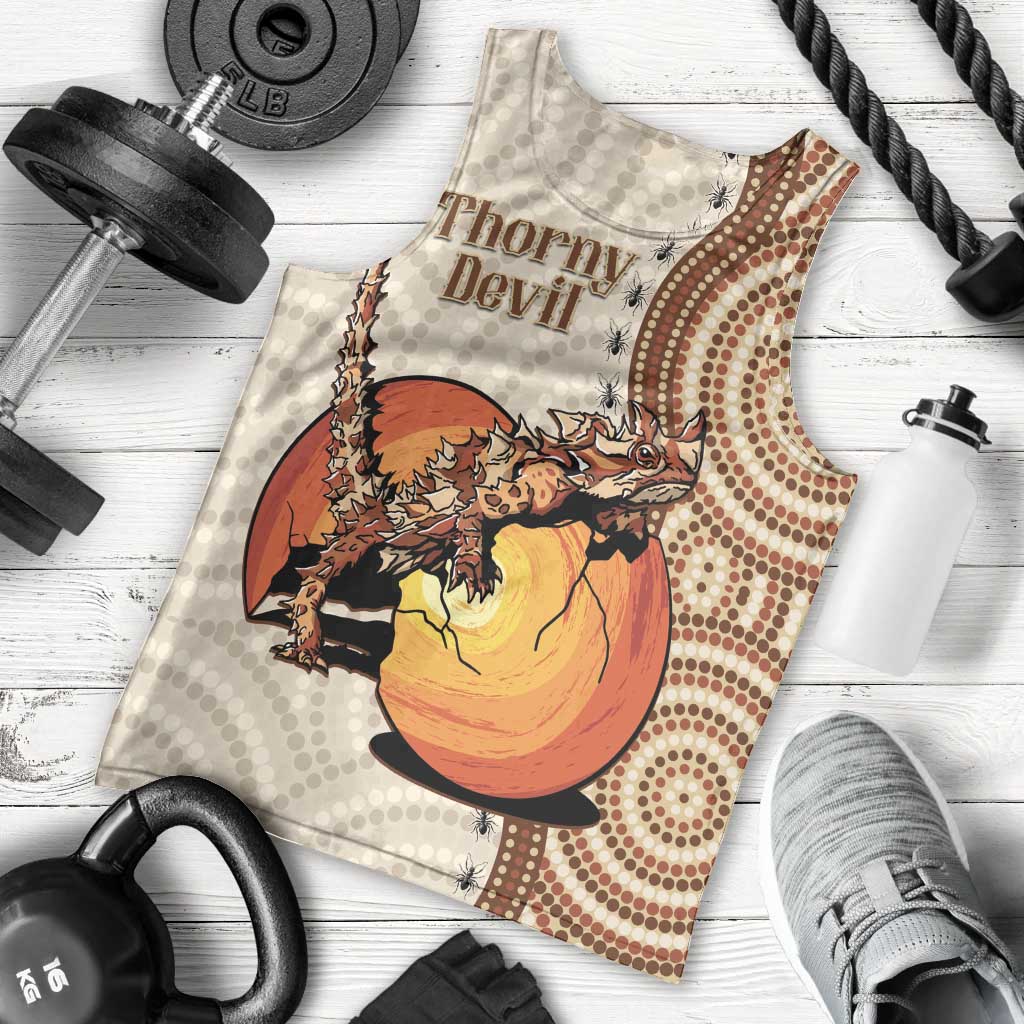 Thorny Devil Australia Men Tank Top Baby Moloch Horridus With Ants - Aboriginal Art