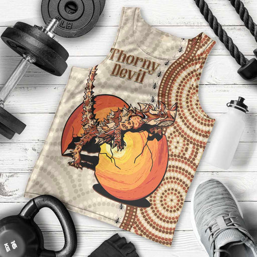 Thorny Devil Australia Men Tank Top Baby Moloch Horridus With Ants - Aboriginal Art