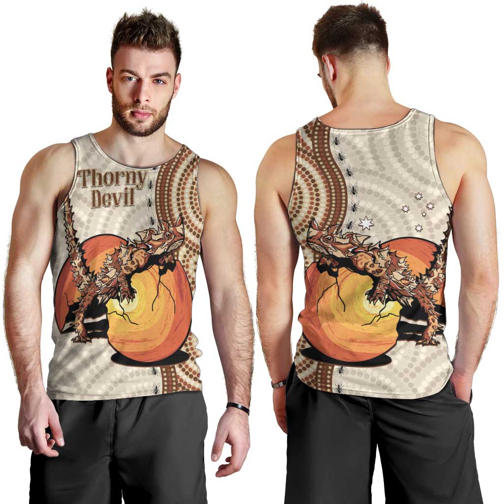Thorny Devil Australia Men Tank Top Baby Moloch Horridus With Ants - Aboriginal Art