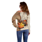 Thorny Devil Australia Off Shoulder Sweater Baby Moloch Horridus With Ants - Aboriginal Art