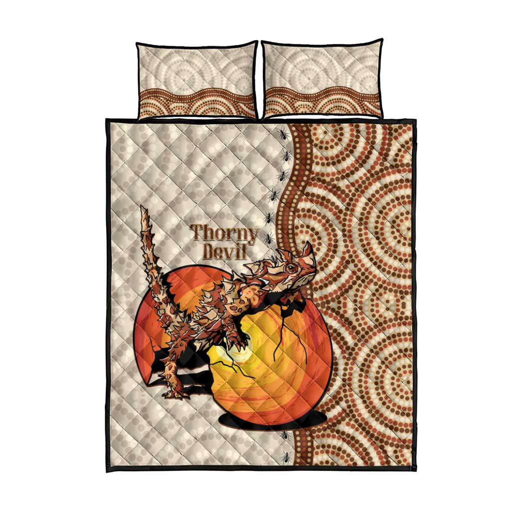 Thorny Devil Australia Quilt Bed Set Baby Moloch Horridus With Ants - Aboriginal Art