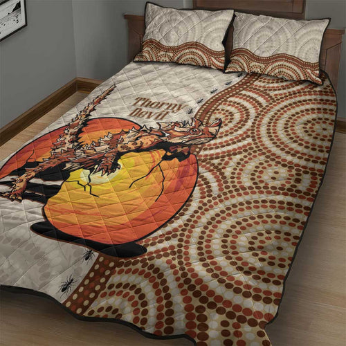 Thorny Devil Australia Quilt Bed Set Baby Moloch Horridus With Ants - Aboriginal Art