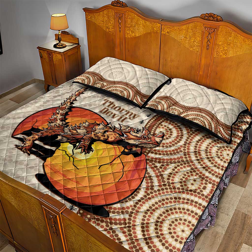 Thorny Devil Australia Quilt Bed Set Baby Moloch Horridus With Ants - Aboriginal Art