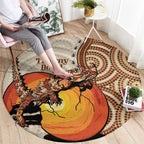 Thorny Devil Australia Round Carpet Baby Moloch Horridus With Ants - Aboriginal Art