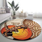 Thorny Devil Australia Round Carpet Baby Moloch Horridus With Ants - Aboriginal Art