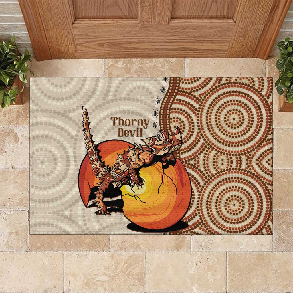 Thorny Devil Australia Rubber Doormat Baby Moloch Horridus With Ants - Aboriginal Art