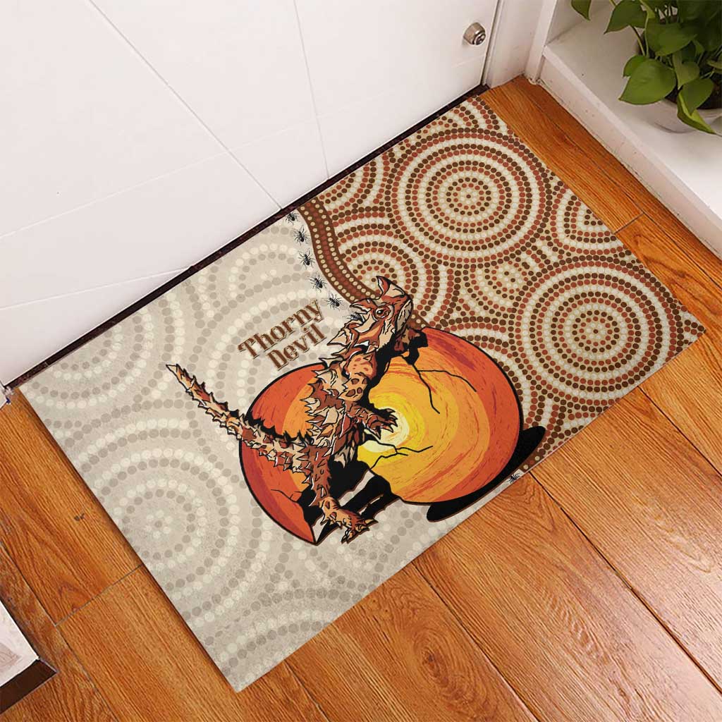 Thorny Devil Australia Rubber Doormat Baby Moloch Horridus With Ants - Aboriginal Art