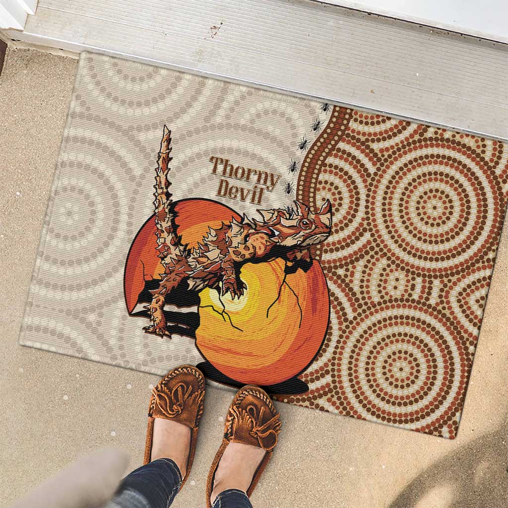 Thorny Devil Australia Rubber Doormat Baby Moloch Horridus With Ants - Aboriginal Art
