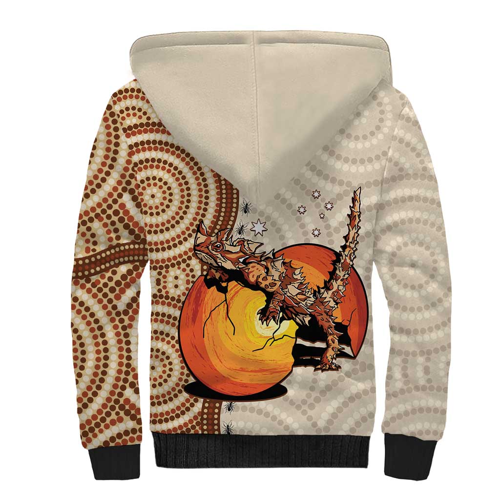 Thorny Devil Australia Sherpa Hoodie Baby Moloch Horridus With Ants - Aboriginal Art