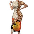 Thorny Devil Australia Short Sleeve Bodycon Dress Baby Moloch Horridus With Ants - Aboriginal Art