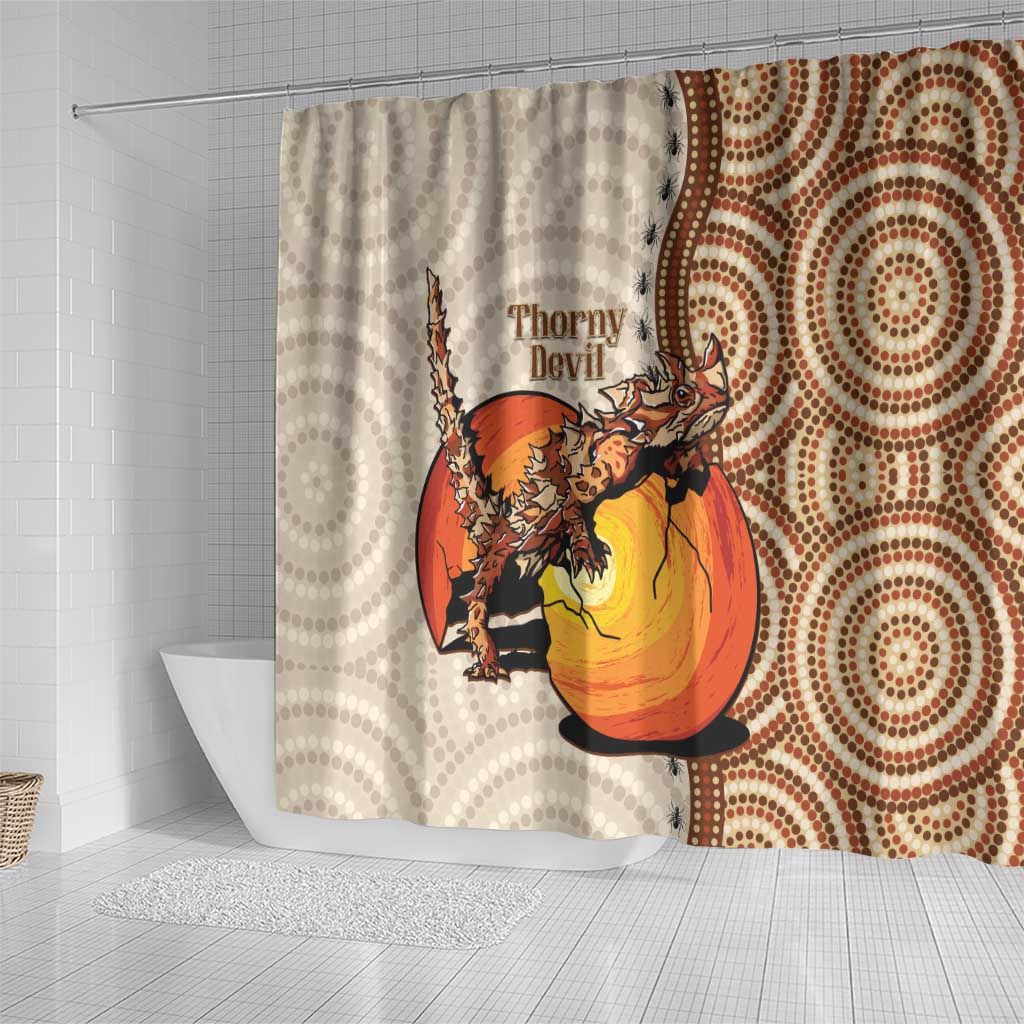 Thorny Devil Australia Shower Curtain Baby Moloch Horridus With Ants - Aboriginal Art