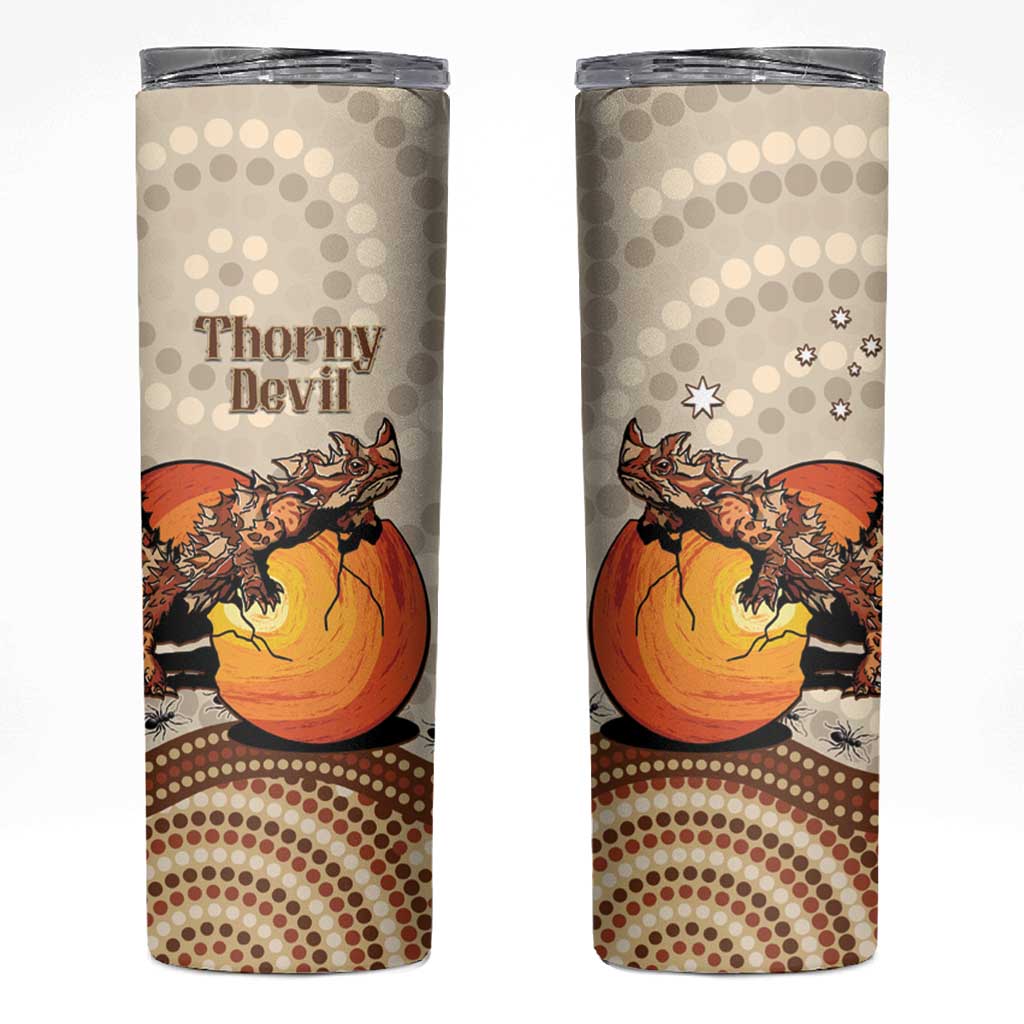Thorny Devil Australia Skinny Tumbler Baby Moloch Horridus With Ants - Aboriginal Art